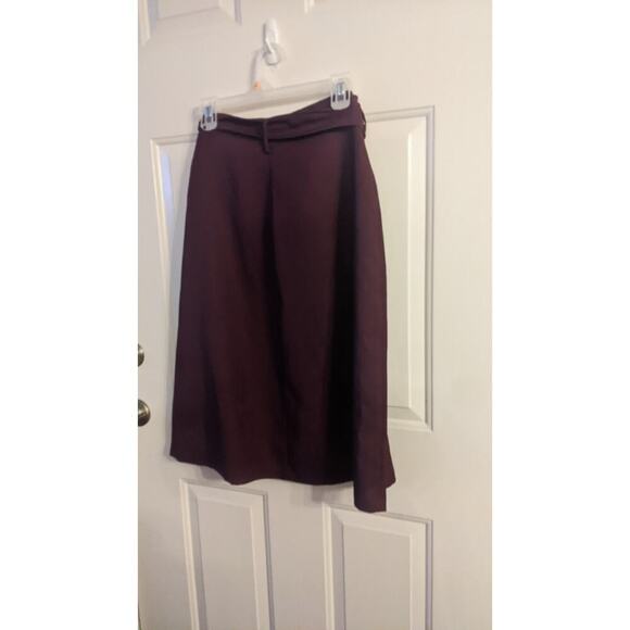 Harlowe & Graham Burgundy Belted Skirt with Zipper Closure Size Medium? - Picture 4 of 11